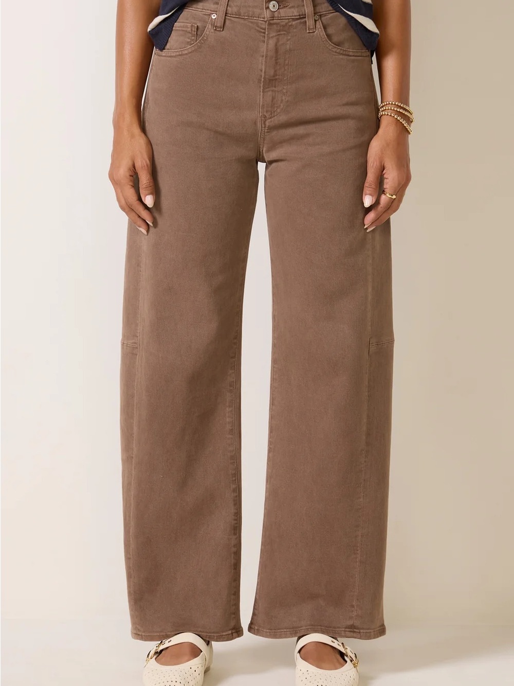 Wide Leg High-Rise Women’s Jeans in Brown
